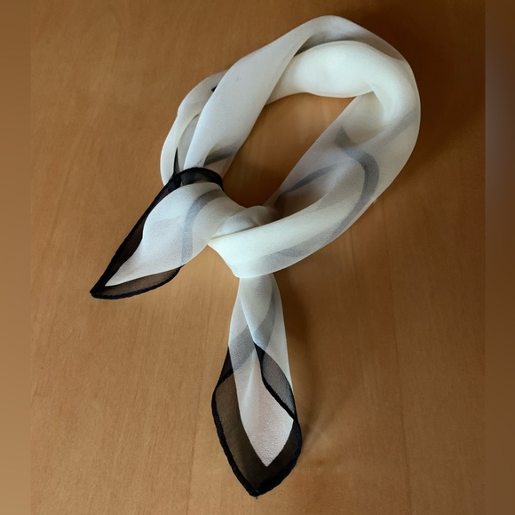 Ann Taylor 100% Silk White & Black Little Silk Scarf - Picture 5 of 7